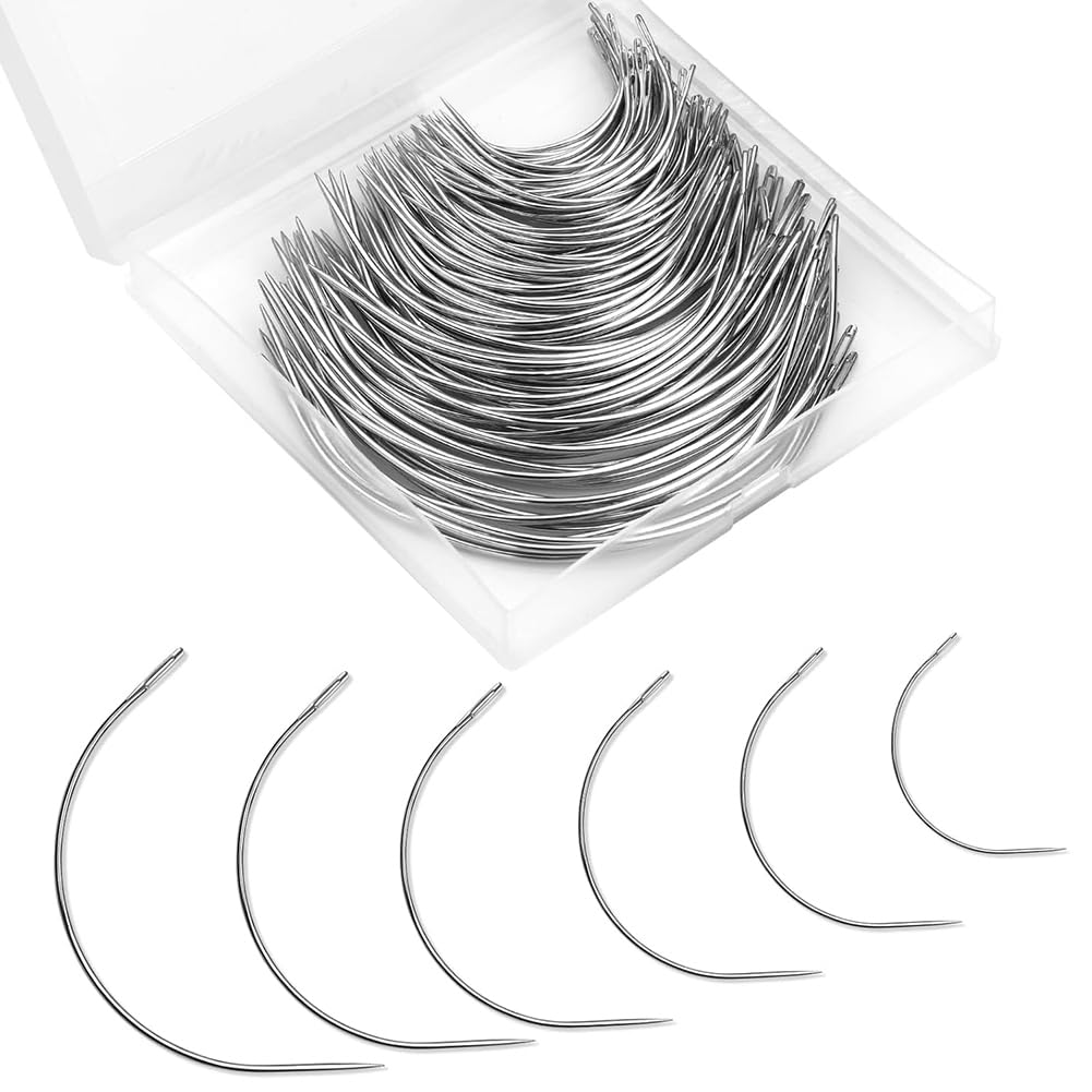 UDSKNV[KSL Leather Needles 120 Pcs Curved Sewing Needles Weave Needle Set for Carpet Canvas Repair