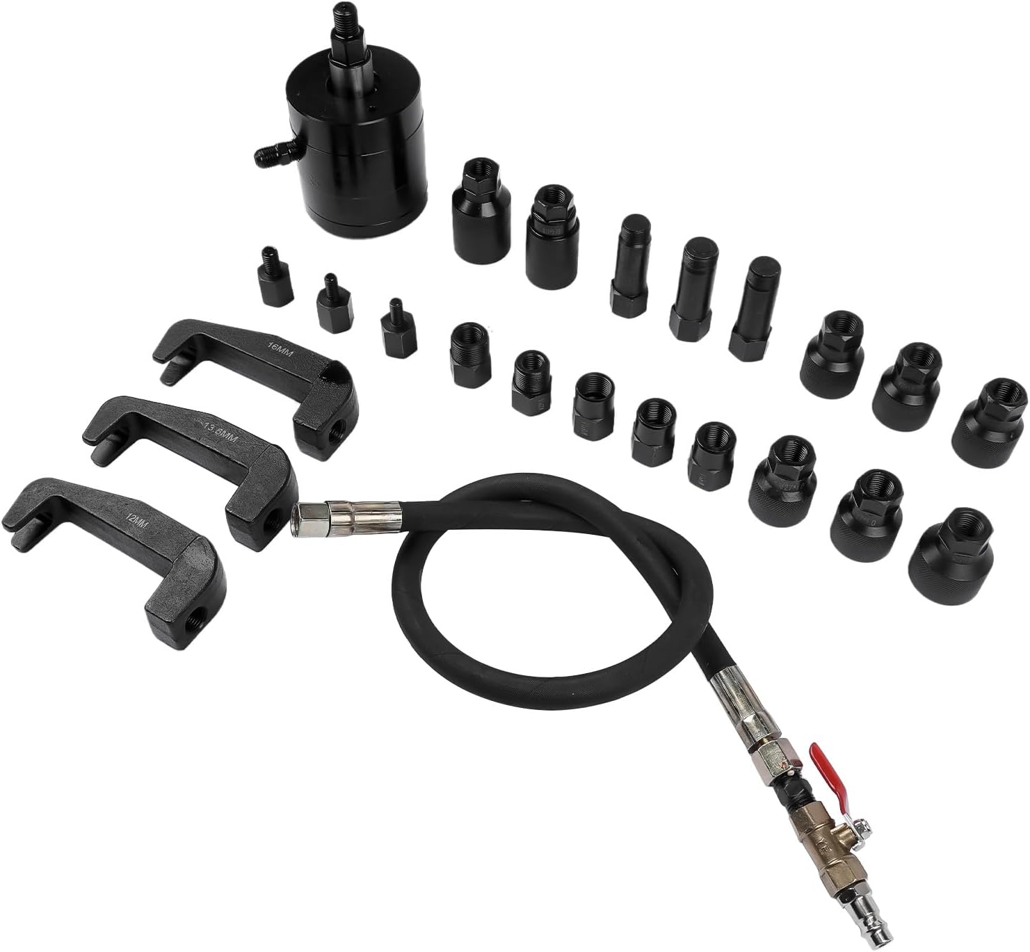 24pcs Professional Pneumatic Diesel Injector Puller Air Vibration Injector Removal Tool Kit Set Replacement for Common Rail Injectors that Have Solenoid or Screw Connections