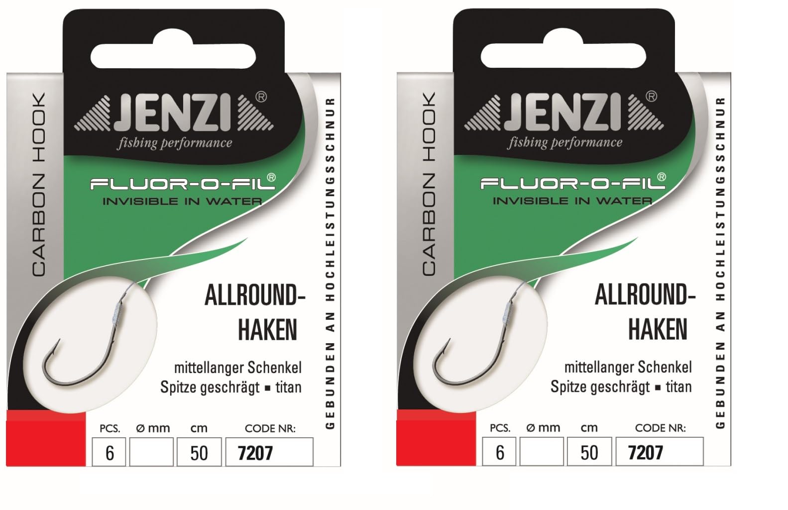 Zestaw: 2 opakowania JENZI haczyki uniwersalne na ryby (12 sztuk), na fluorowęglowe, przypon gotowy 50 cm rozmiar haczyków 4, 6, 8, 10, 12 + gratis naklejka Petri Heill!