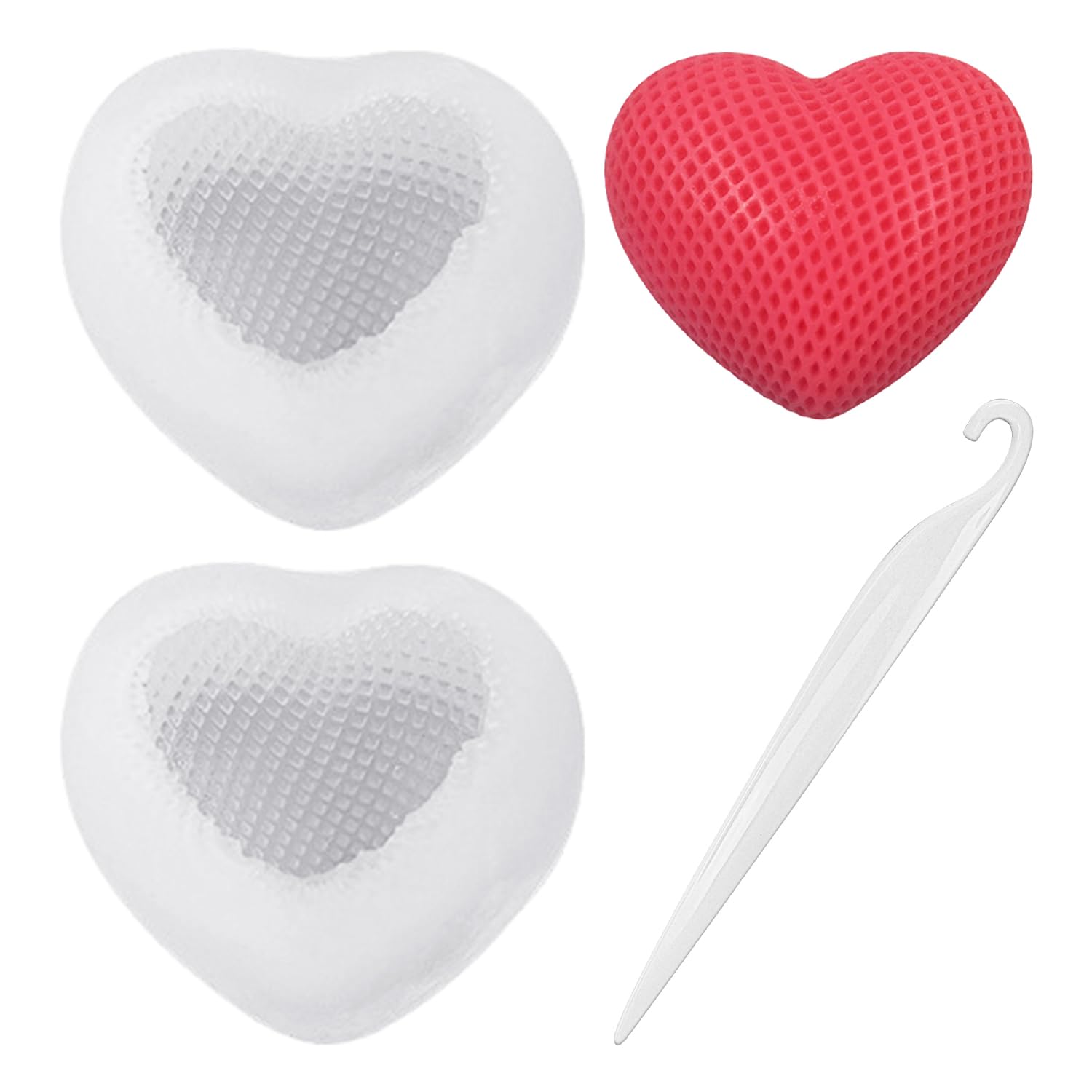 WUFGWBD 2 Heart-Shaped Silicone Molds And 1 Demoulding Knife, Baking Mold, Diy Ornament Mold, Can Be Used To Make Cakes, Chocolates, Candles