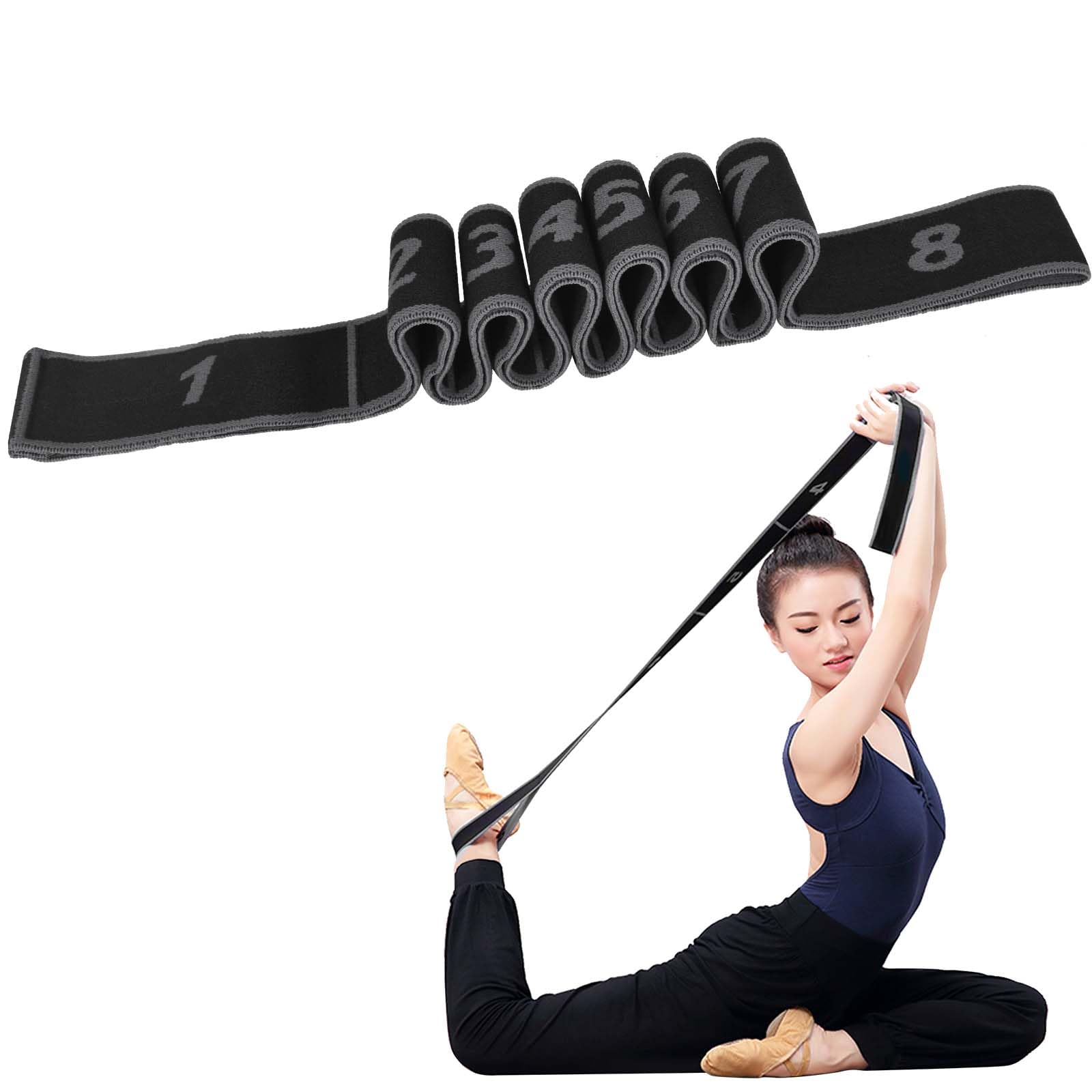Anseom Sangle De Yoga Sangle D'exercice,Bandes élastiques D'exercice D'entraînement Avec 8 Boucles Pour Yoga, Pilates, Fascias, Musculation, étirement Du Corps, Ballet, Danse, Fitness (Gris