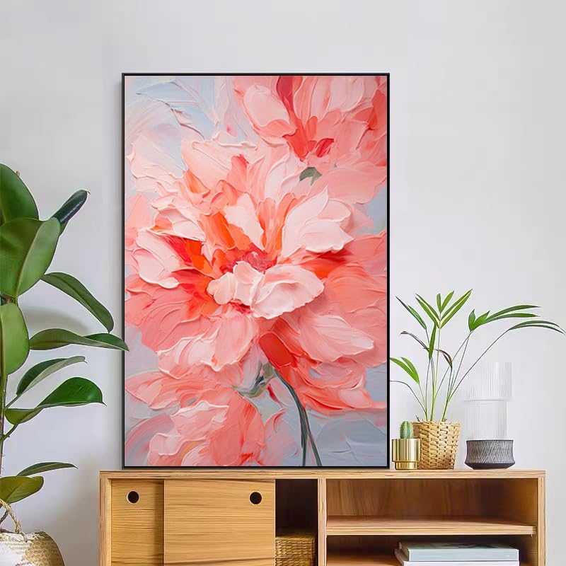 Tableau abstrait moderne floral pour salon, grande décoration murale texturée