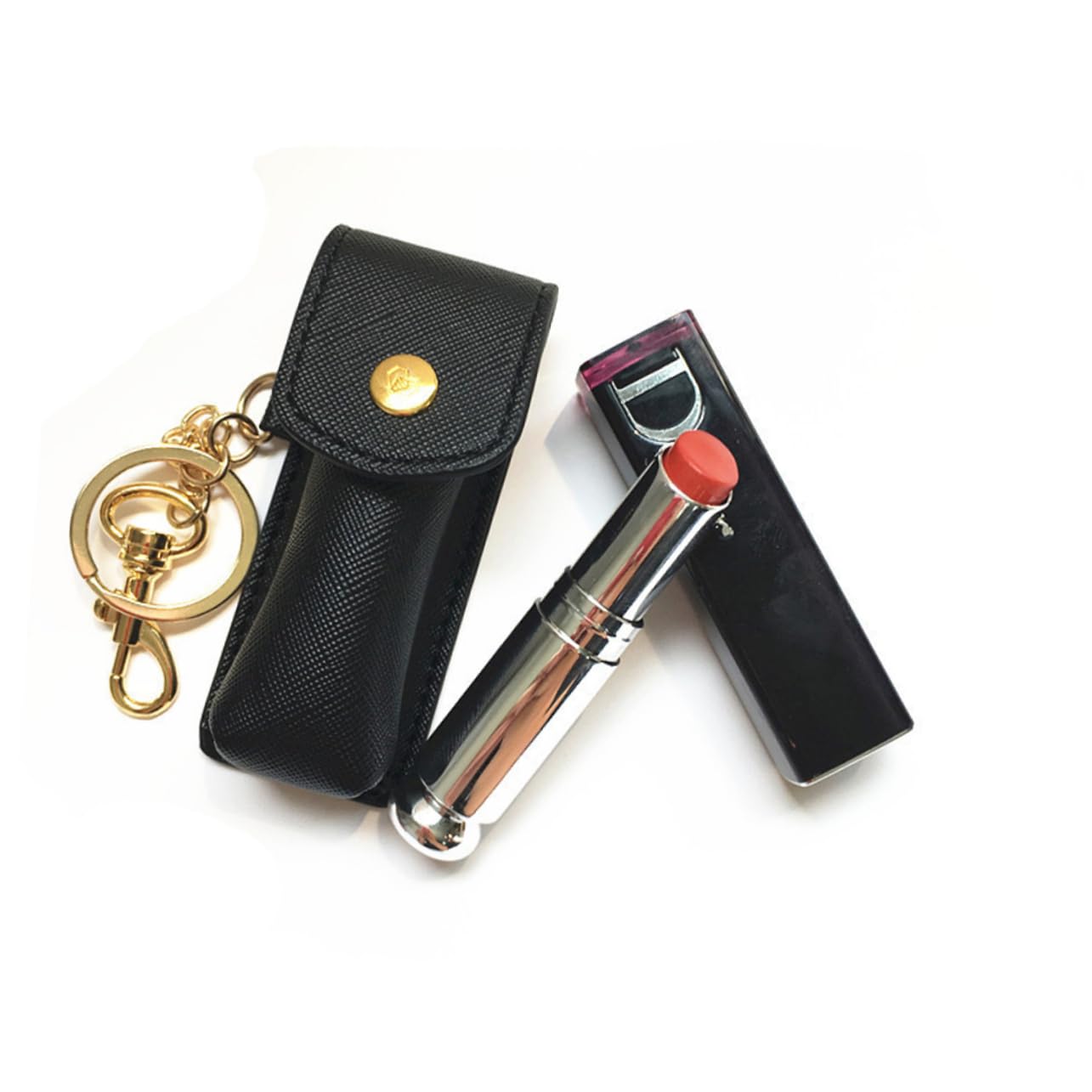 minkissy 6stücke Lippenstift Schlüsselanhänger Tasche Für Lippenbalsam Tragbare Lippenstifthülle Für Frauen Rot Schwarz