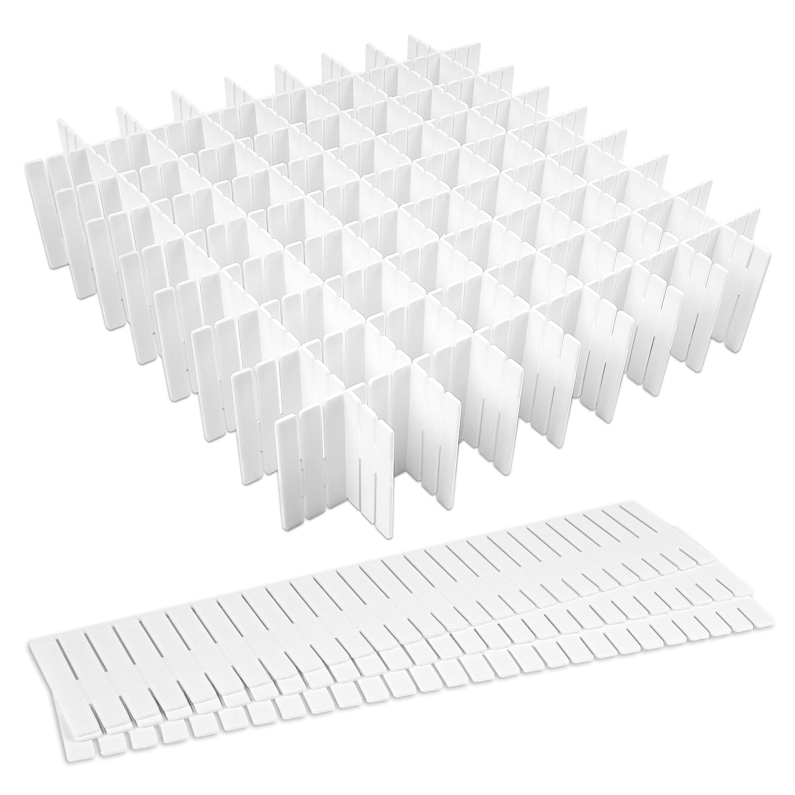 HOTUT Separadores para Cajones,16pcs Separadores de Cajones Ajustable,Organizadores de Cajones de Plástico 32x7cm,Separador de Armario Divisores para Maquillaje, Joyas, Dormitorio, Baño, Oficina