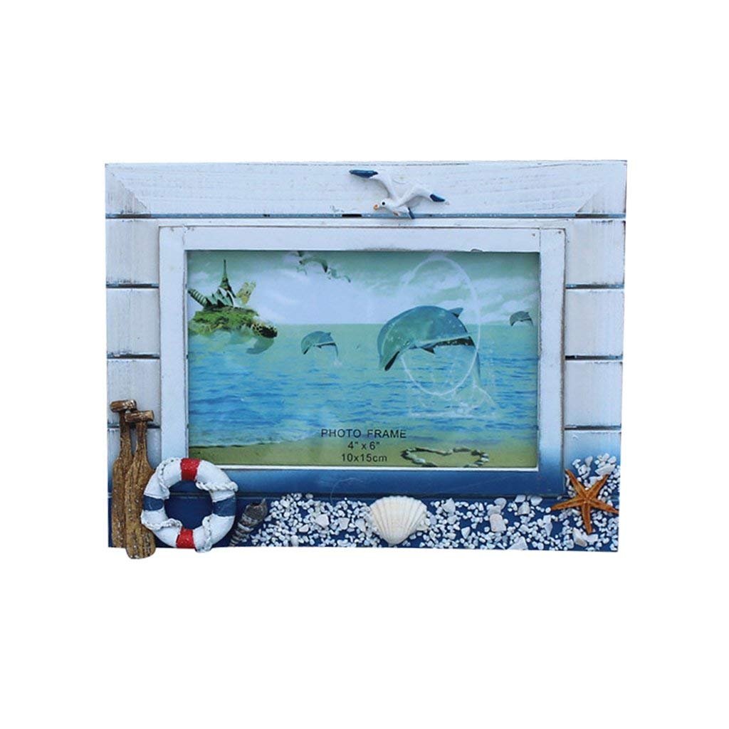 Cornice Portafoto In Legno Stile Mediterraneo Nautico Per Foto 10x15 Cm Con Vetro - Decorazione Casa Tema Mare