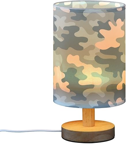 Miniatura 2 de Table Lamp Hallway Night Light with Shade Gray Blue Camo Night Light for Kids Side Table lampara de habitacion