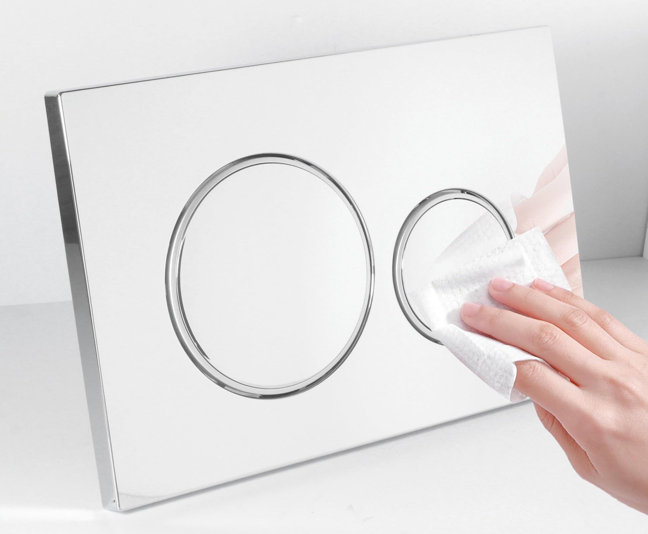 Plaque d'actionnement de chasse d'eau double compatible avec les systèmes de réservoir de toilette Geberit à surface miroir Sigma20 115.778.KJ.1, argent brillan
