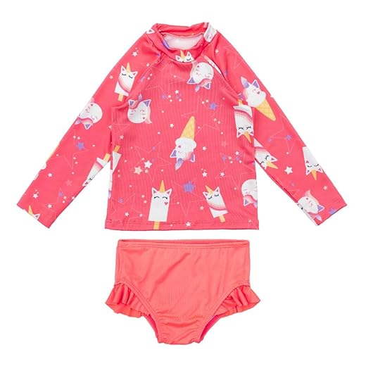Conjunto Praia Menina Biquíni C/Proteção Solar Uv Infantil