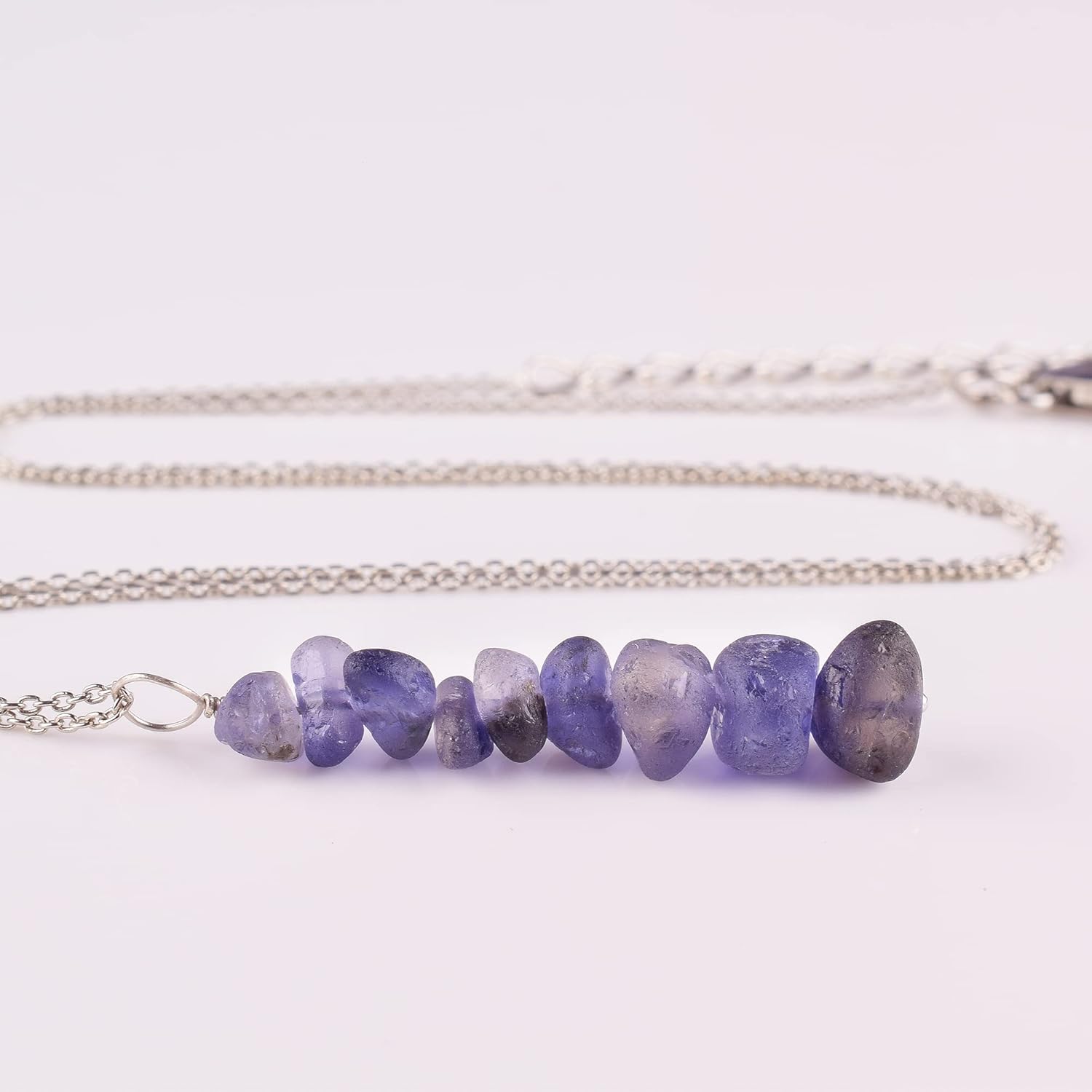 Natural Raw Blue Iolite Bar Necklace Handmade Gemstone Dainty Pendant, Minimalist Pendant, Uncut Wired Pendant, Gift For Her, Christmas Gift, Jewelry 18 Inch Chain - Image 2