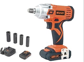 EZZI 18 V Cordless Impact Wrench (Li-Ion Battery + Extra Battery)
