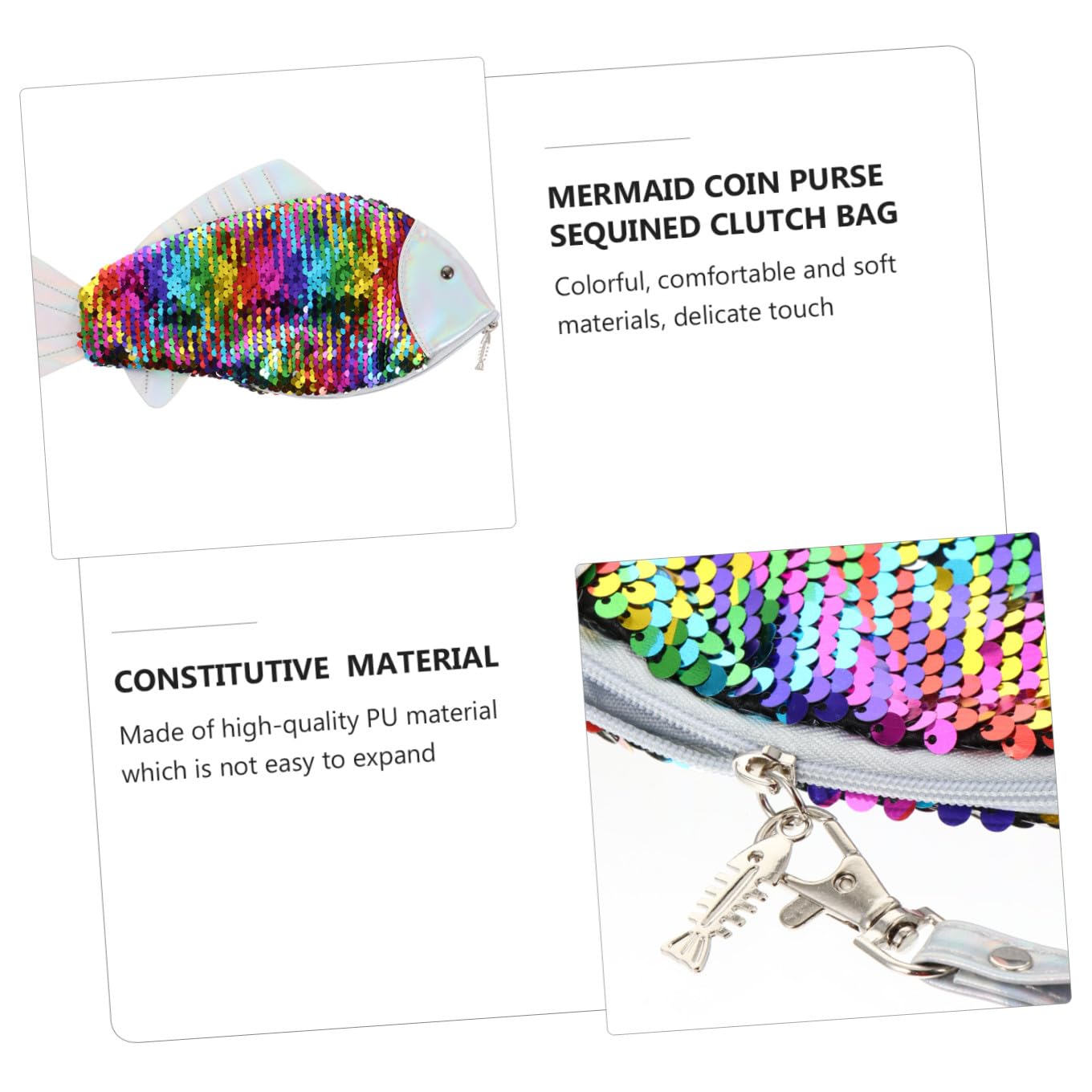 LIFKOME portamonete a sirena tracolla sling bag borsa per il trucco portatile piccolo portafoglio portamonete pochette trucchi comoda borsa con cerniera di paillettes portatile