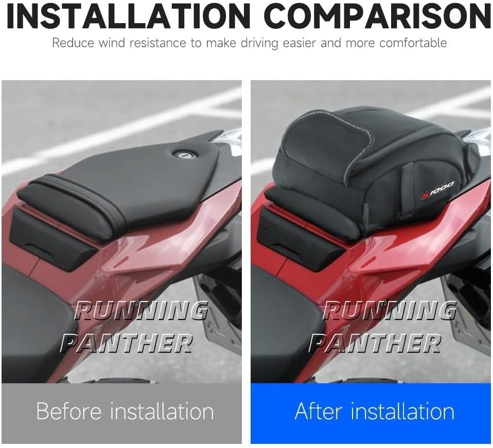 Motorcycle 4L Waterproof Tail Bag Fit for BMW S1000RR (2021-2023)/ S1000R(2014-2018)/ M1000R (2018-2022) Black Rear Pillion Seat Luggage Storage Bag Tool Kit