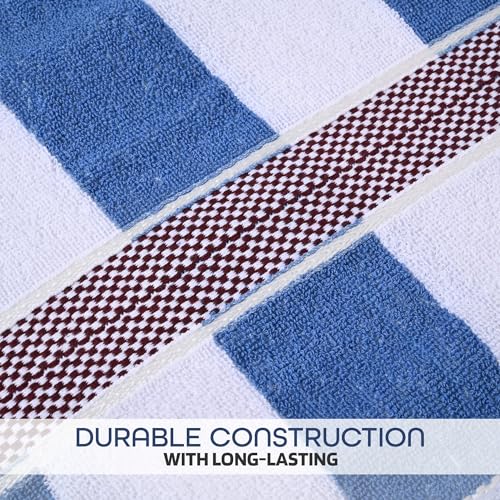 Image of Kuber Industries Pack of 2 Bath Towels for Men - Highly Absorbent 144 GSM Cotton Bathroom Towel for Bath, Gym, Travel - Blue Patti, 30x60 Inch, White