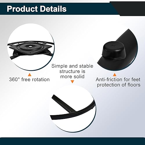 Miniatura 5 de Repuesto de base de anillo giratorio reclinable de 24 pulgadas con placa, muebles resistentes, sofá, silla, piezas inferiores giratorias