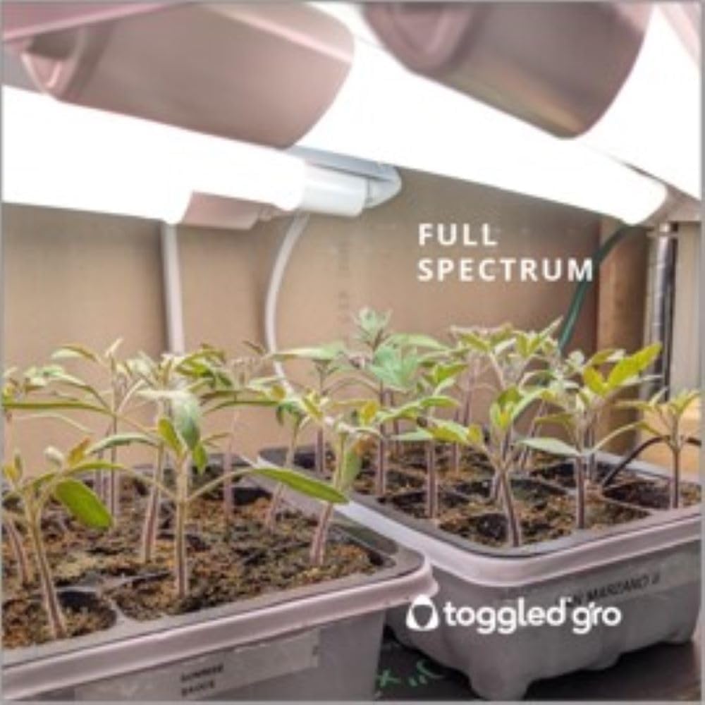 Toggled LED Grow Light for Indoor Plants, 4 ft./2-Tube Fixture for Seeds and Greens, Ultra-High Output (Total Fixture = 50 Watts/96PPF) Balanced Spectrum, 50,000 Hours