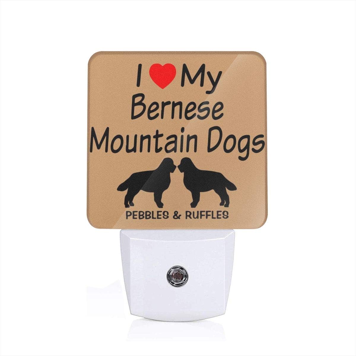 JTLCBC I Love My Bernese Mountain Dogs Night Light Plug in LED Lamp with Dusk to