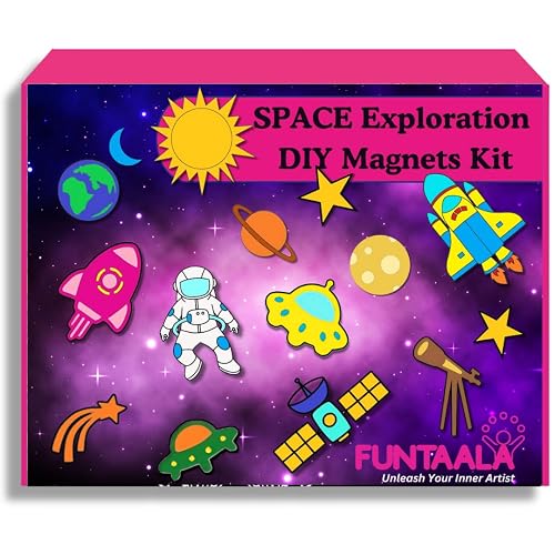 Funtaala DIY Painting Magnet Kit | Birthday Gift for Kids | Creative Art & Craft Activity for Kids | Perfect Return Gift for Boys & Girls (Space)