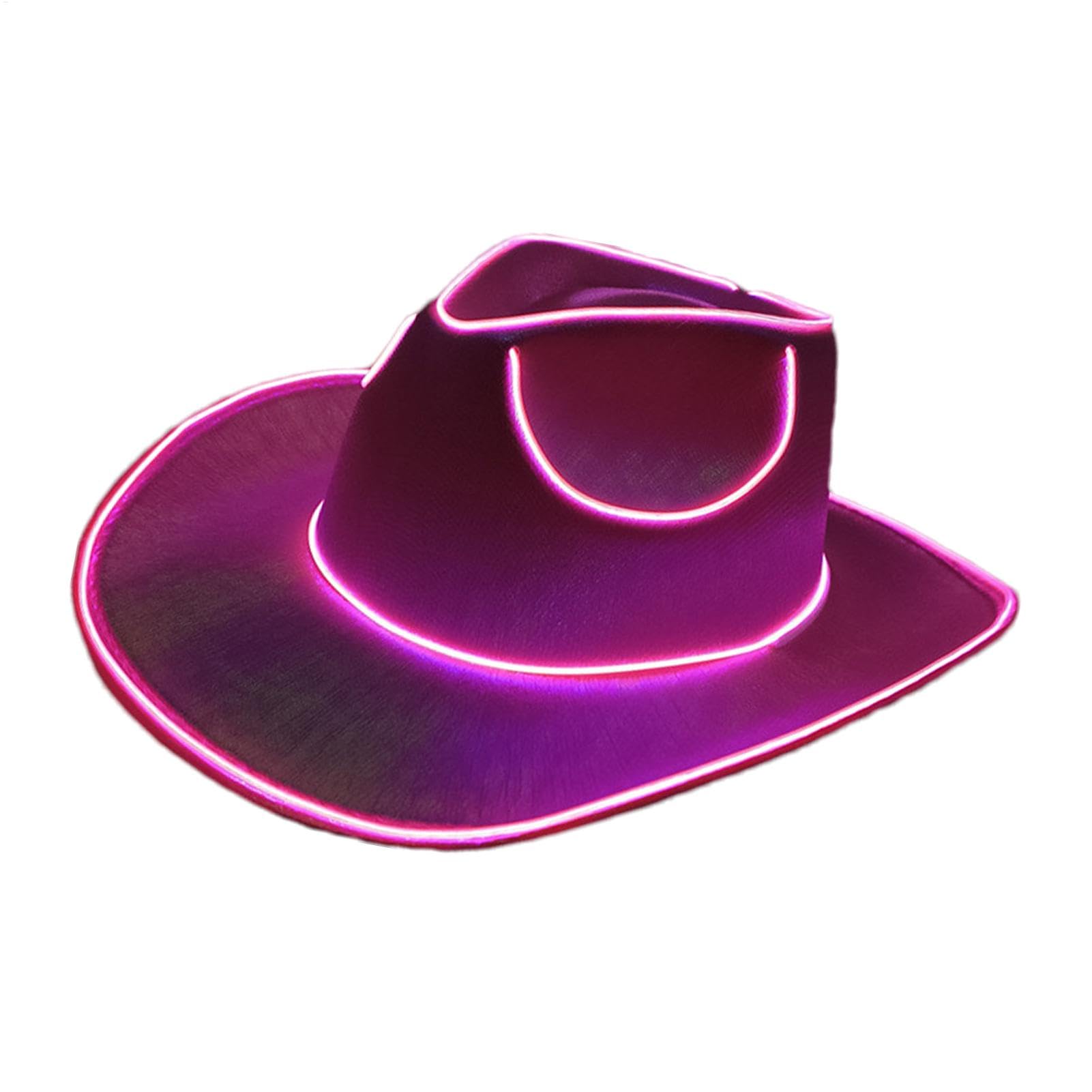 LED Light Up Cowboy Hat Battery Powered Sparkly Disco Cowgirl Hat Neon Cowboy Hat Glow In Dark Cowgirl Costume Accessories For Women