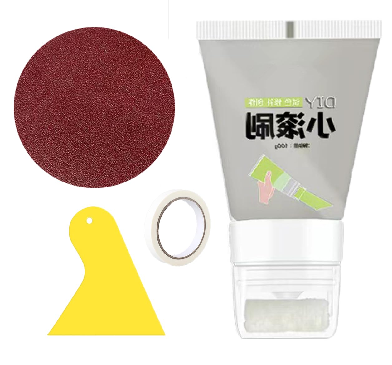 Small Rolling Brush Wall Latex Paint, Wall Repair Paste Roller, Small Rolling Paint Brush, 100g, 7 Colors for DIY Renovation Wall Advertisements (Gray)