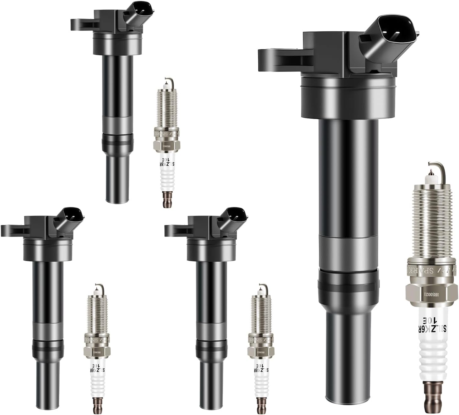 Ignition Coil Pack Iridium Spark Plugs Set of 4 Fits for Hyundai Elantra 2011 2012 2013 2014 2015 2016, Tucson 2014-2019, Fits for Kia Forte 14-16, Soul 12-18, 1.8L 2.0L Engines, OE UF651 9686