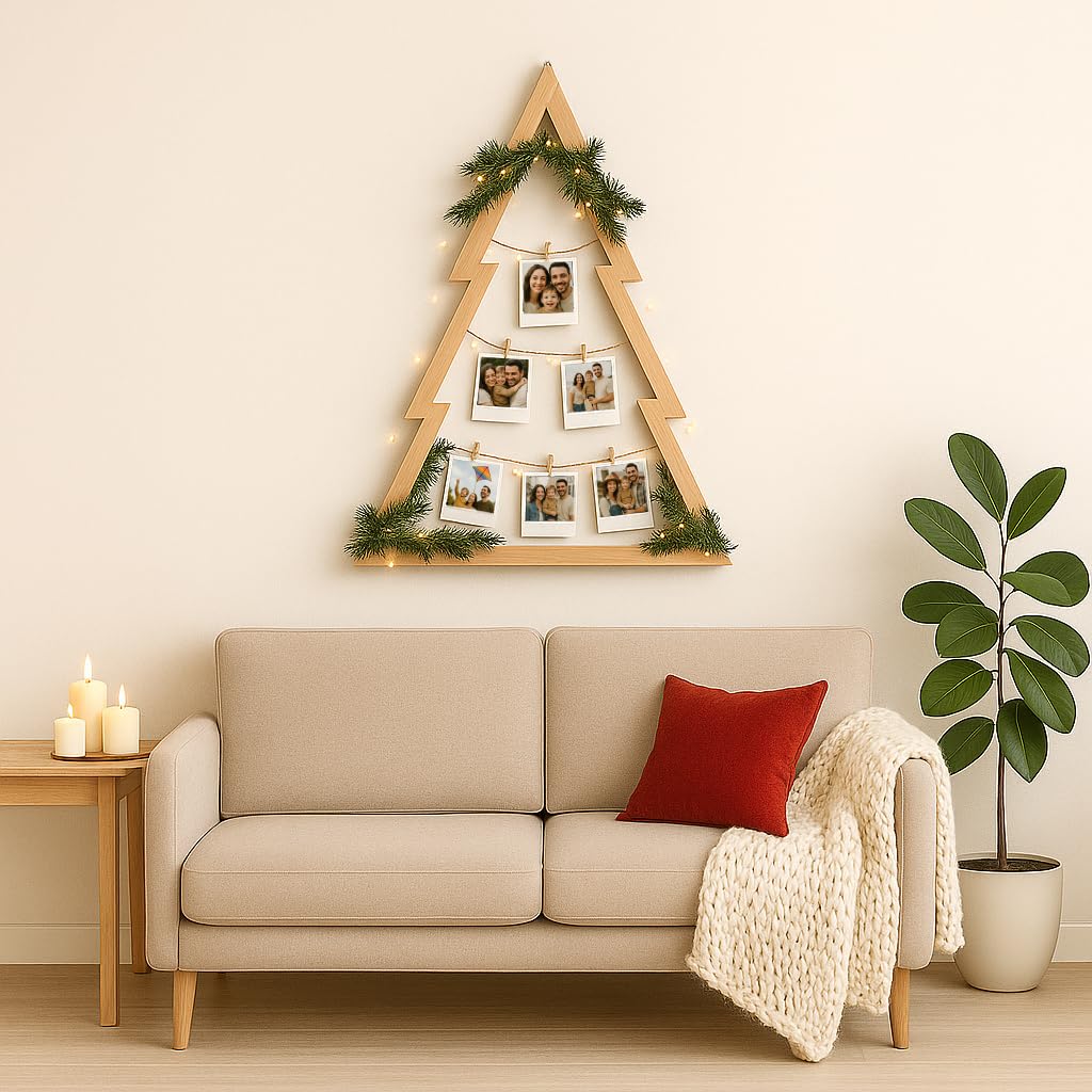 Arbol de Navidad de Madera, con Forma de Abeto, en Pino Natural, para Suelo y para Colgar (180 cm)