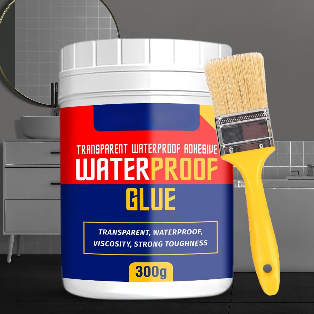 VARENYYA 1 Pack Waterproof Adhesive Glue, 300gm, with Brush, Transparent, for Roof Leakage, Crack Seal, Water Leakage Solution, Waterproofing for Pipe, Wall, Tiles