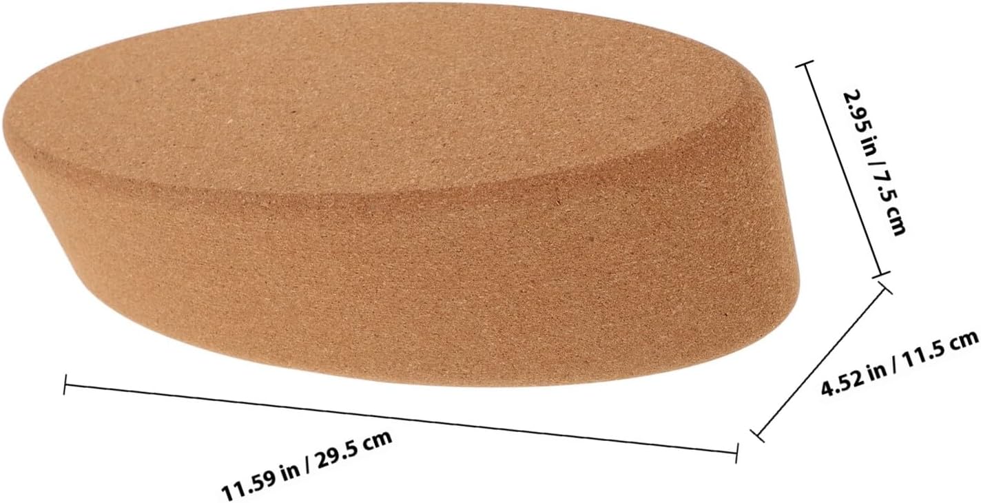 Oval Cork Yoga Blocks for Calf Stretch and Balance Support, High Density Wooden Workout Blocks for Pilates, Dance, and Home Gym Fitness Aid