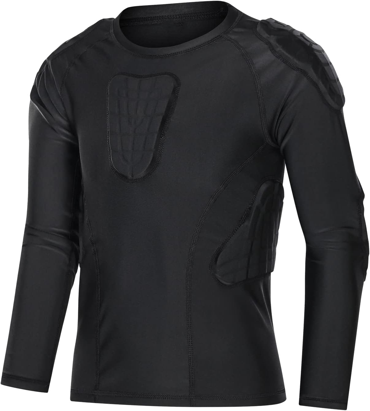 Kids Padded Football Shirt, Rib Protectors Youth Compression Shirt with Pads