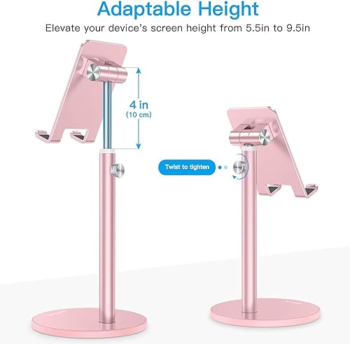 Miniatura 3 de OMOTON Soporte para teléfono celular, soporte de teléfono ajustable en altura en ángulo, soporte de aluminio para teléfono de escritorio para