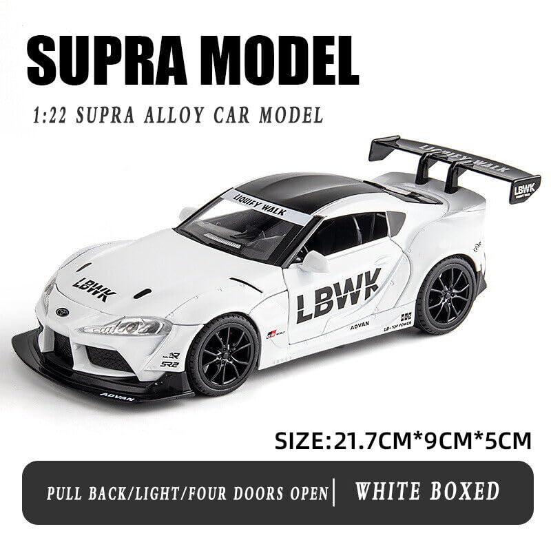 Image of DEOXY Toyota Supra 1:24 Scale Gr Lbwk Model Diecast Metal Pullback Toy Car With Openable Doors & Light, Music Boys Car For Kids Best Toys Gifts Toys,Black