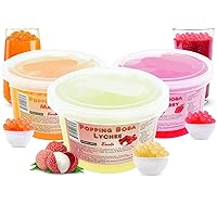 Vista 19 de Fanale Lychee Popping Boba Pearls, veganas, sin OGM, sin gluten, sin grasa, perfectas para té de burbujas, batidos, helados, postres y bebidas, 1