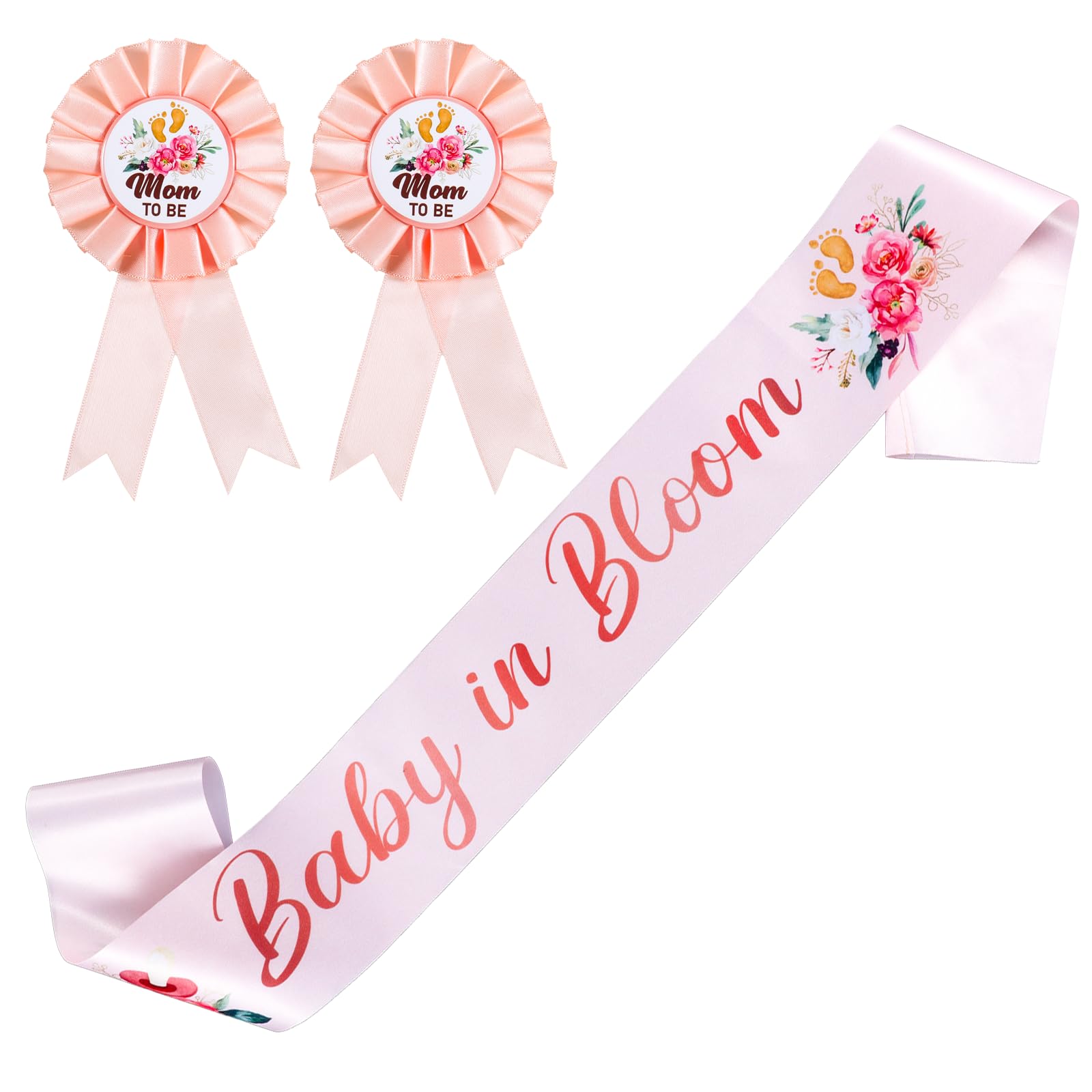 3PCS Baby Shower Decorations Mom to Be Sash and Dad to Be Pin to Be Mommy Sash Daddy