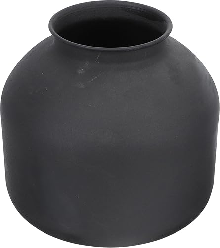 Florero de hierro esmerilado para organizar flores, soporte para centros de mesa, jarrón circular para decoración de oficina, boda, color negro