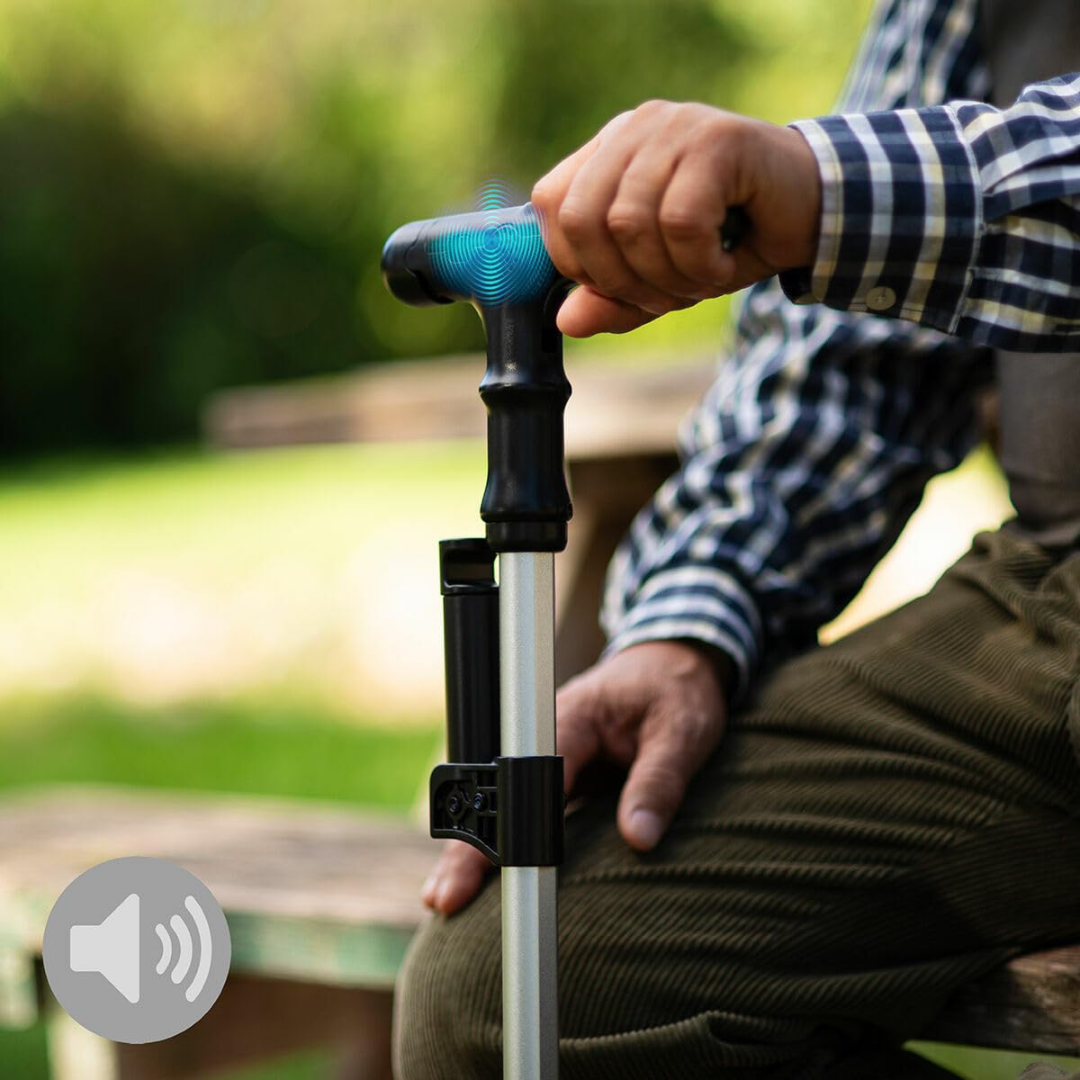 InnovaGoods® Bâton de marche extensible, bâton de marche extensible avec LED, alarme et main mécanique, bâton de marche avec 6 niveaux de hauteur réglable et 4 points d'appui.