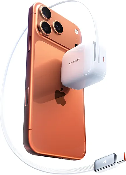 TORRAS FlexLine 67W Retractable USB C Charger Block,for iPhone 17 Charger Fast Charging, GaN Ⅲ USB C Cable with Dual-Port for MacBook Pro/Air,iPad, Samsung Galaxy S25 Ultra/iPhone 17 Pro Max, 39.37in