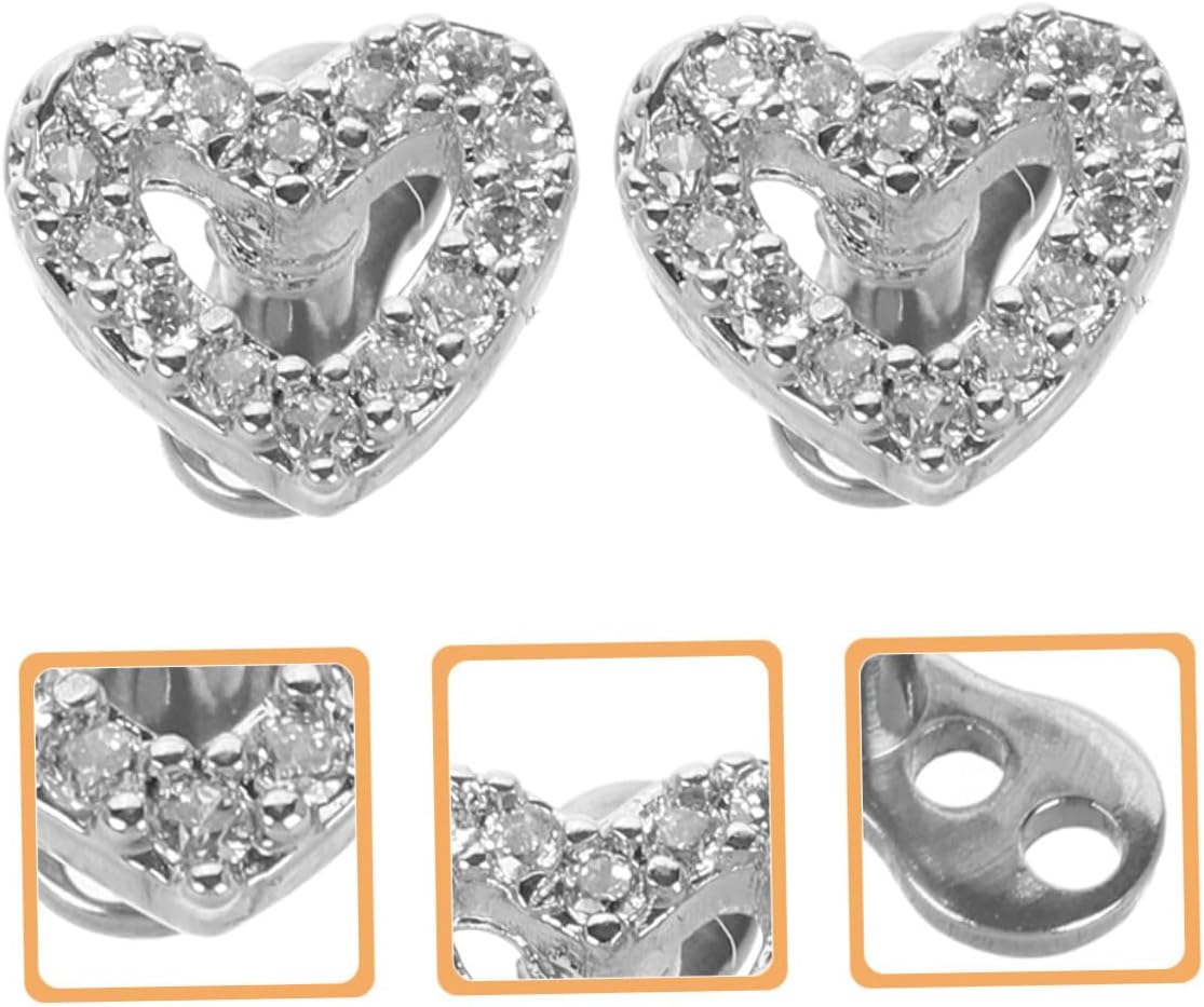 2pcs Heart-shaped Titanium Steel Earrings for Body Piercing Lightweight Comfortable Flat Back Cartilage Nose Jewelry for Women and Men Cz Embedded Skin Anchors Easy to Clean