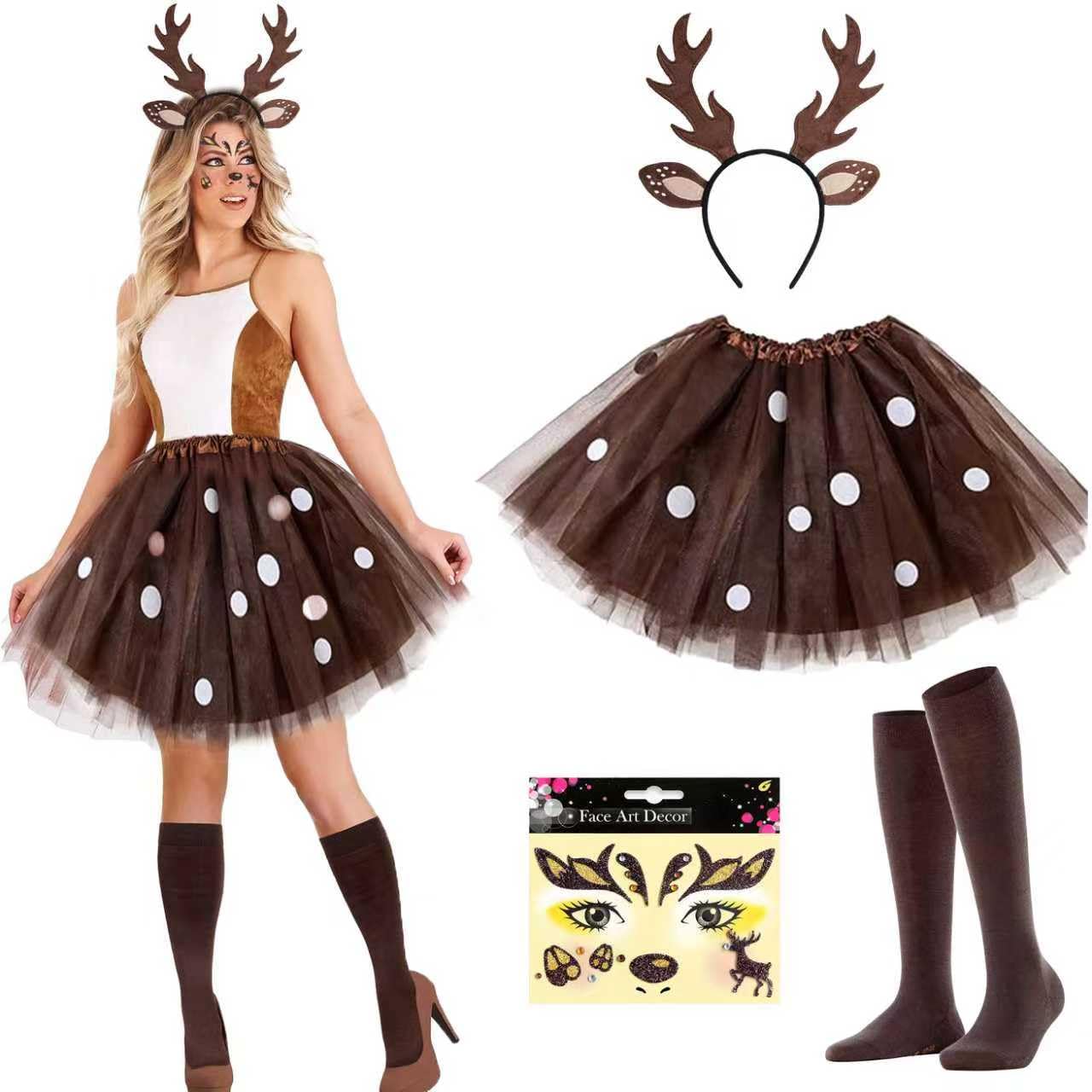 Cerchietto per capelli da donna con corna di renna per adulti, trucco per foto di Natale, carnevale, feste, fasce per capelli di Natale per adulti Fasce per capelli di Natale per donne