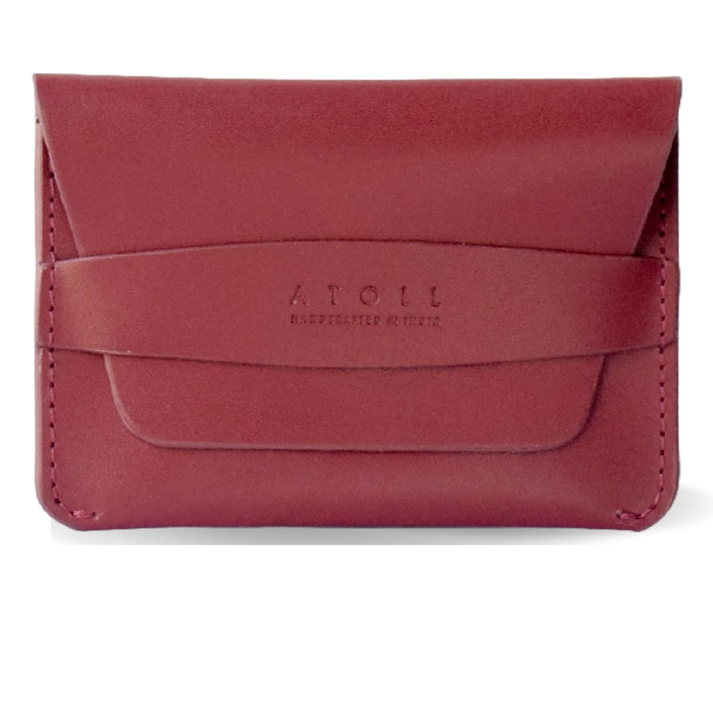 Atoll Top Grain Leather Loop Wallet, Minimalist Credit Card Holder
