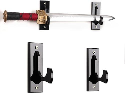WANLIAN Soporte de pared acrílico para montaje en pared, soporte para espada samurái, soporte de exhibición para todas las espadas Blak (1 pares)