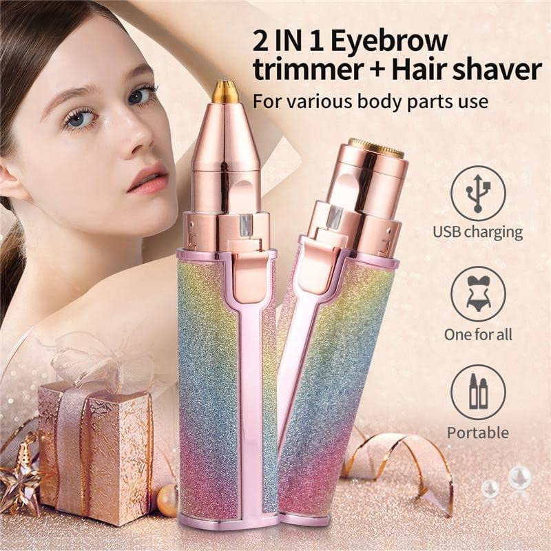Spefez Eyebrow Trimmer For Women's Face Hair Remover Machine for Upper Lip, Chin,(2 in 1) Rainbow Color 1