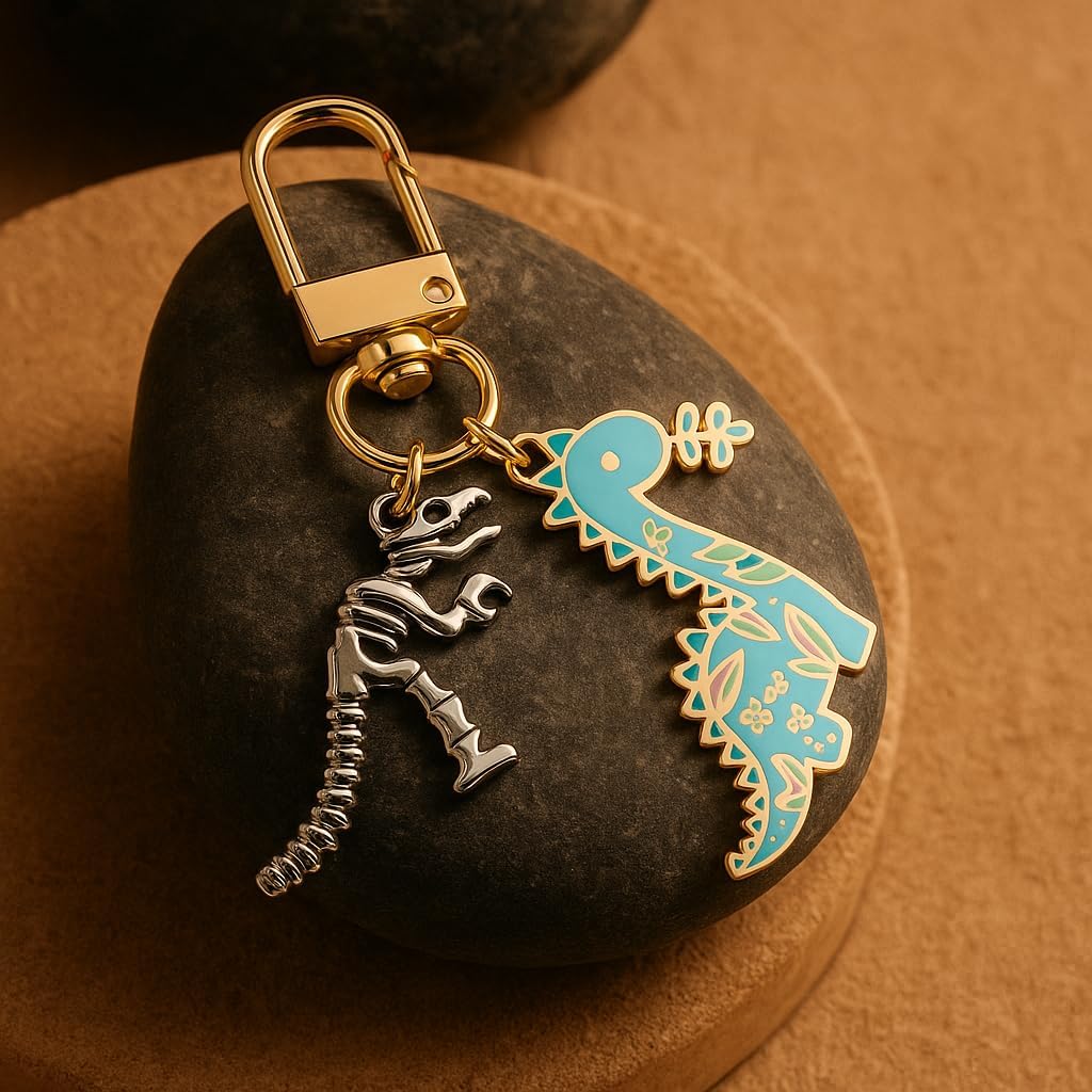 Dinosaur Keychain, Cute Key Chains for Son and Tech Lovers,Mens Keychains for Car Keys,Cute Key Chains for Bag Charms-Bule - Image 5