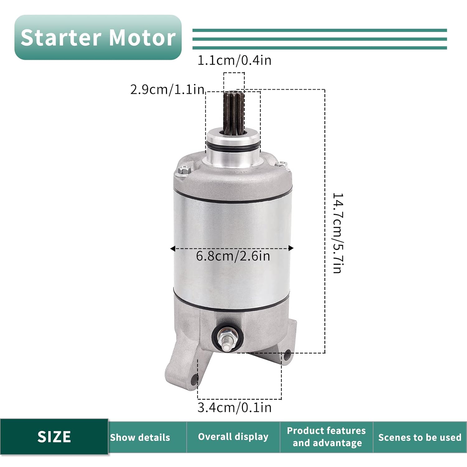 Road Passion 519-CSM2322O New 12V Starter Motor Compatible with Polaris Ranger 570 2014-2020/ Ranger 570 Fullsize 2015-2019/ Ranger Crew 570 2014-2020