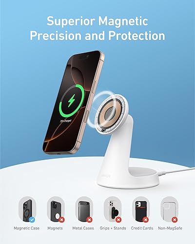Miniatura 7 de Anker MagSafe - Soporte de carga 2 en 1, cargador inalámbrico iPhone 16, certificado Qi2 de 15 W, ultra rápido, ajustable y súper fuerte, para