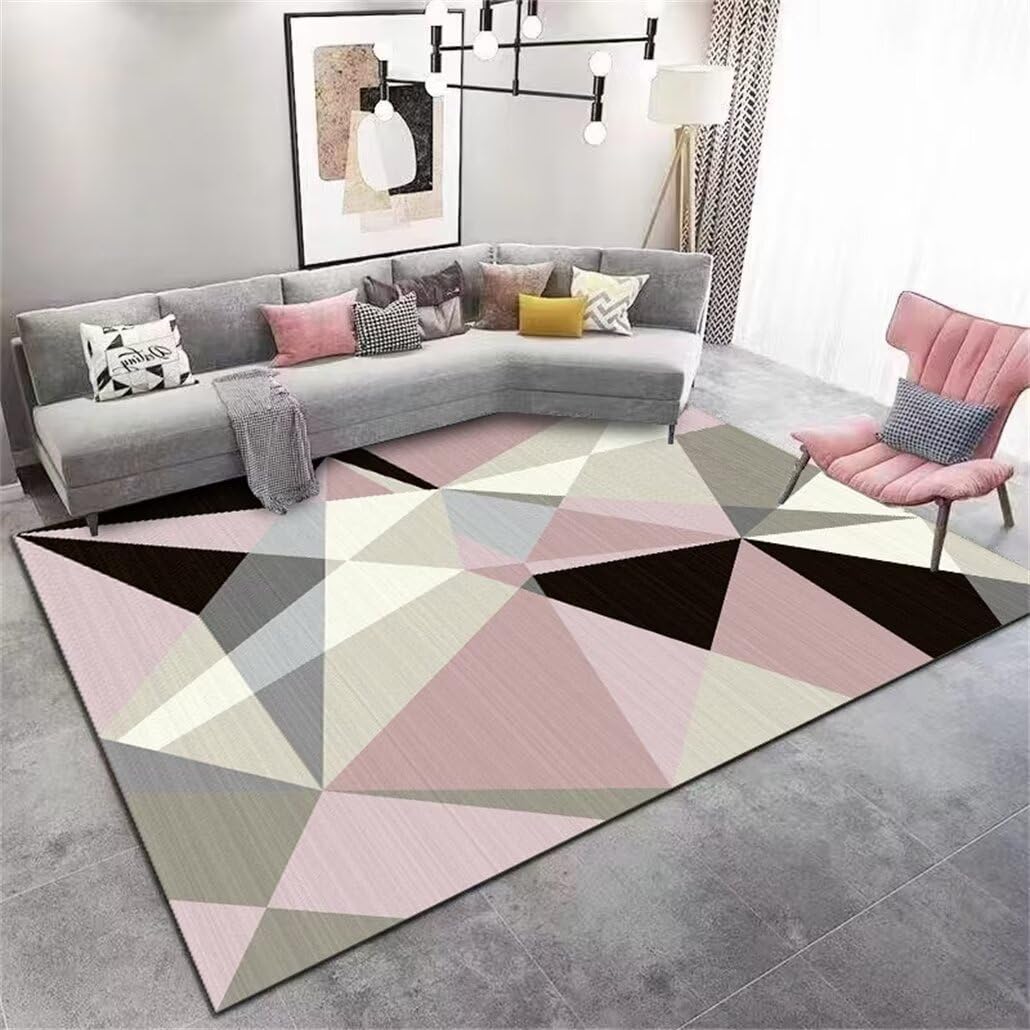 Tapis pour chambre rose pas cher 200x300 grand tapis géométrique fille