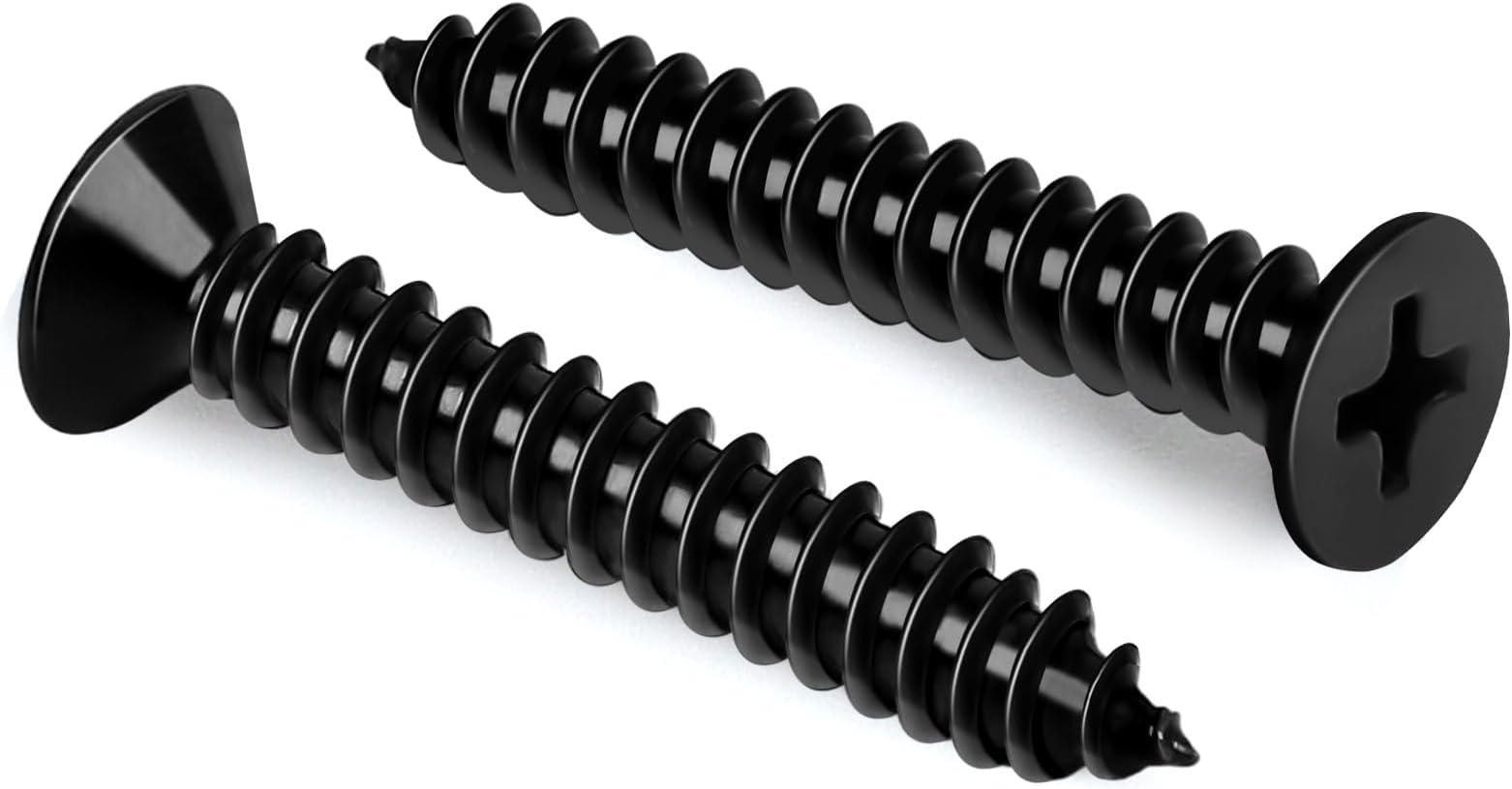 #10 x 1-1/4" Flat Head Wood Screw, Sheet Metal Screws, Stainless Steel 18-8 (304), Black Finish, 100 PCS