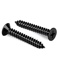 Vista 1 de MewuDecor Tornillo de madera de cabeza plana #4 x 1, tornillos de chapa, acero inoxidable 18-8 (304), acabado negro, 100