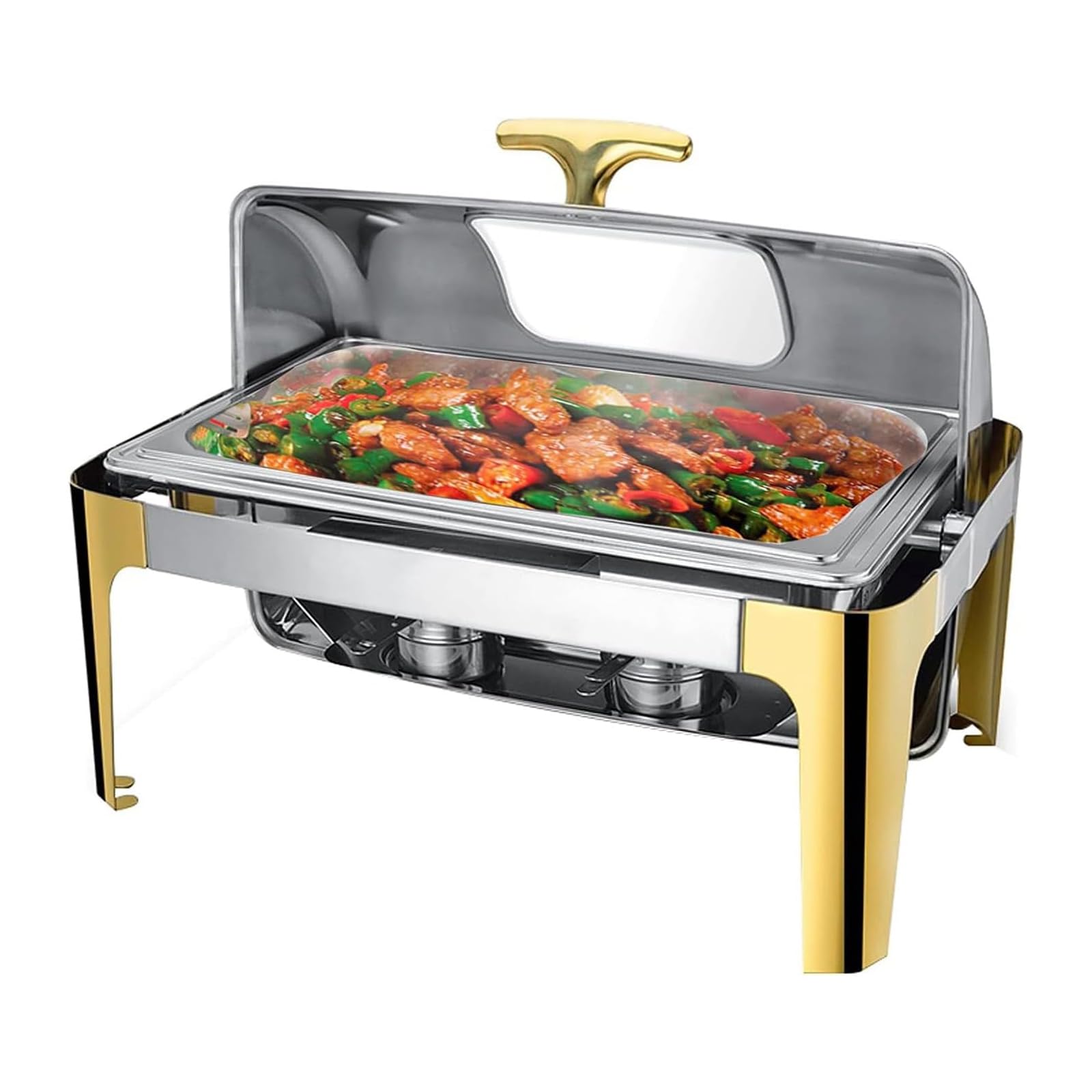 Platos de acero inoxidable, calentador de alimentos comercial de 9 L con 3 bandejas de calentamiento para fiestas, catering, bufés y cenas en casa, ideal para servicio de vacaciones