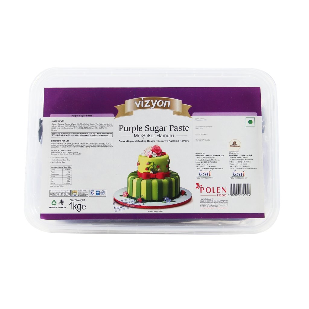 Vizyon Vizyon Sugar Paste (fondent) - Purple 1 kg, 1000 g