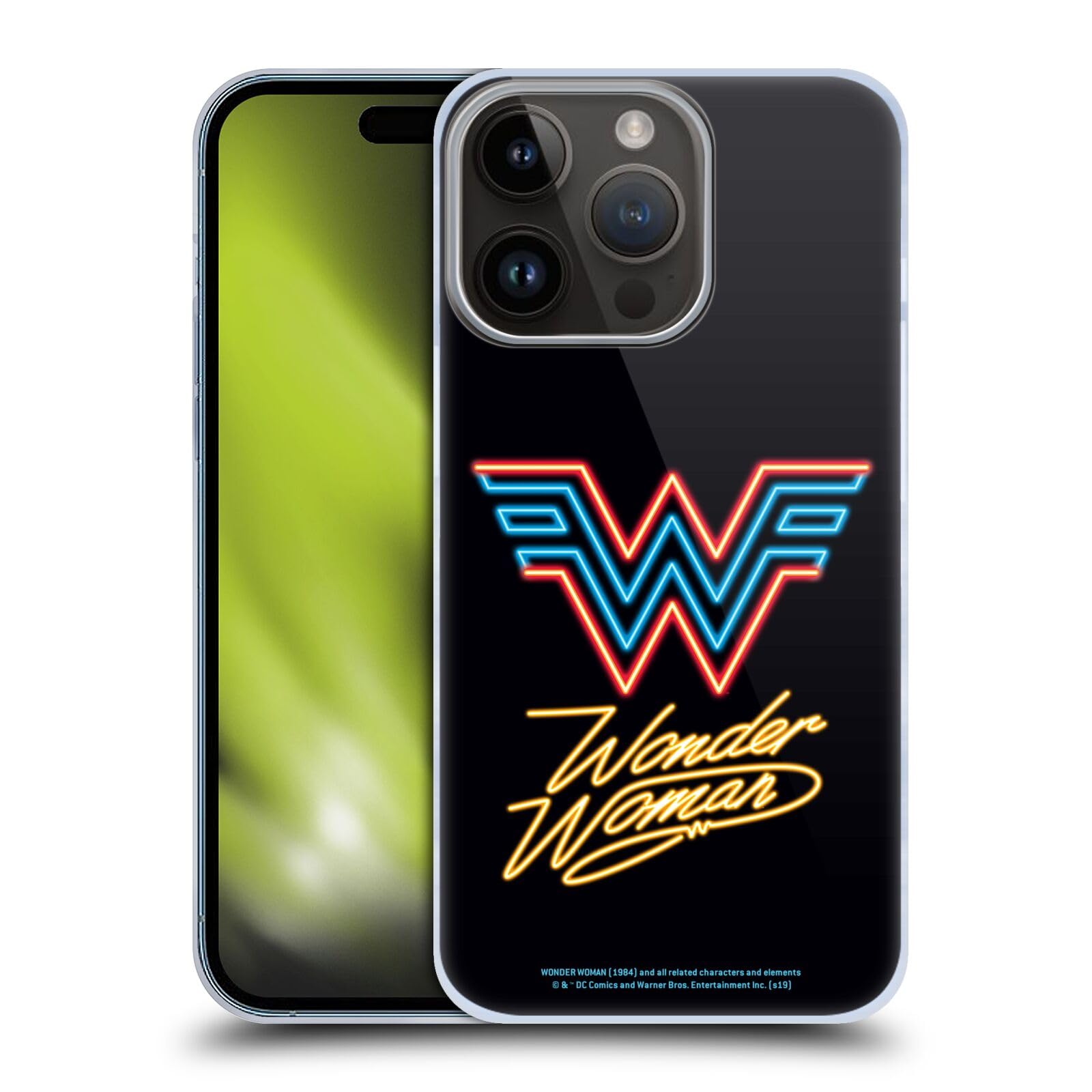 Head Case Designs Officially Licensed Wonder Woman 1984 Neon Logo Art Hard Back Case Compatible with Apple iPhone 15 Pro