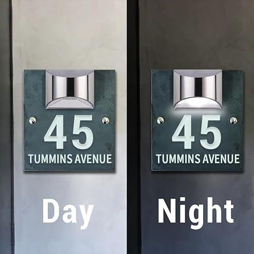 Miniatura 2 de Placa de puerta moderna solar personalizada, letreros de dirección para casas, números solares de casa para exteriores, números de dirección LED con